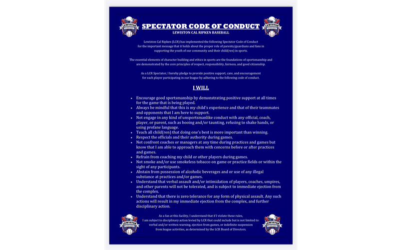 Spectator Code of Conduct